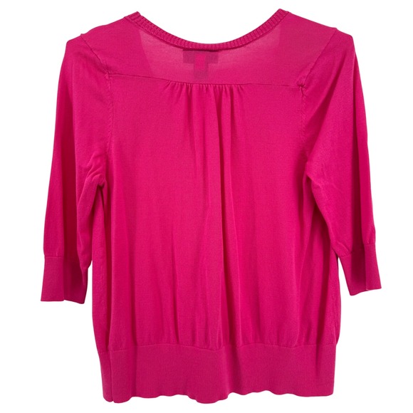 Lane Bryant Pink 3/4 Sleeve Button Up Cardigan Sweater Women 14/16 Cotton XL - Picture 2 of 5
